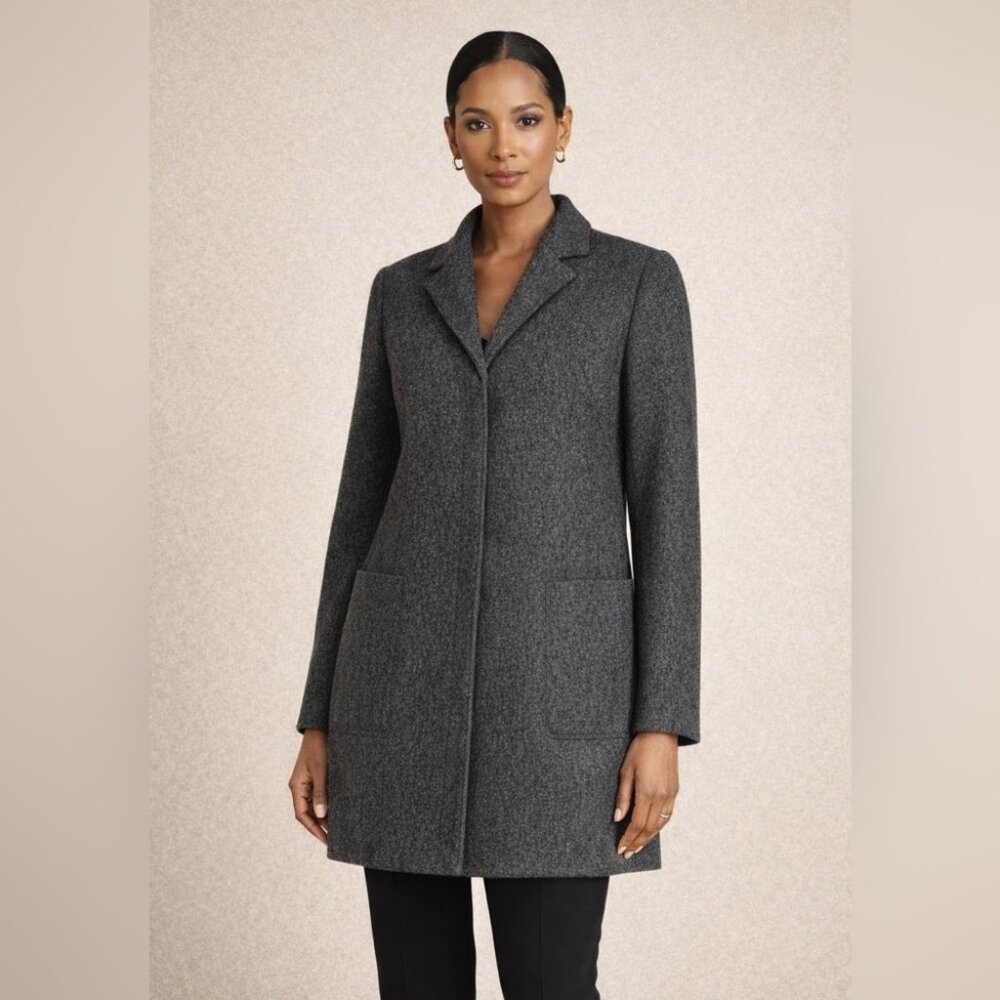 Vintage Braemar Grey Wool Blend Blazer Jacket Size 6P Minimalist Classic Luxury